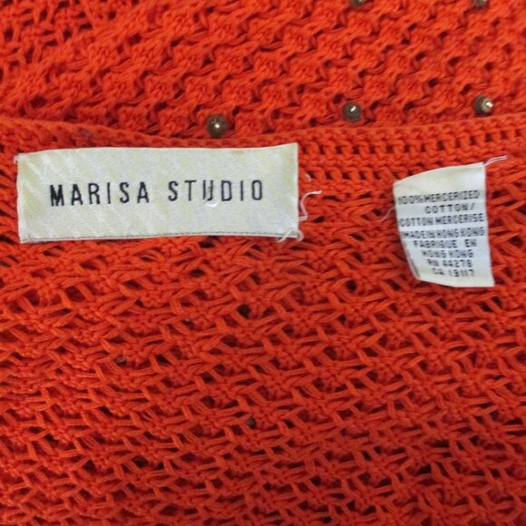 Marisa Studio Cardigan Sweater with Beading Orange Cotton Size XL Coastal Casual - Picture 6 of 7
